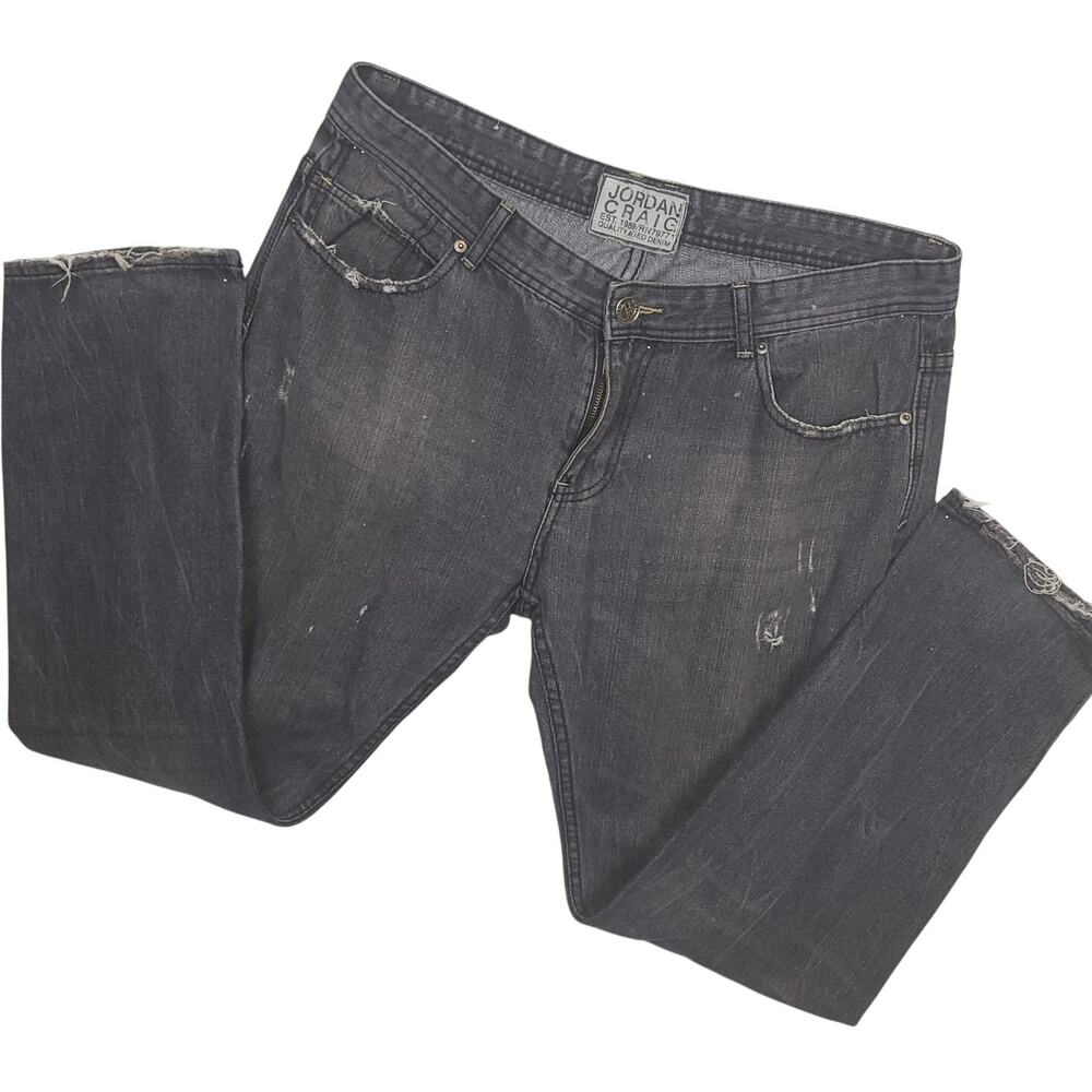 Jordan Craig Men's Distressed Jeans 36x30 Cotton Denim Streetwear Punk Emo Black